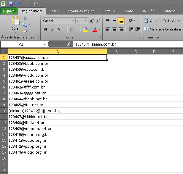 Criando uma lista CSV no Excel